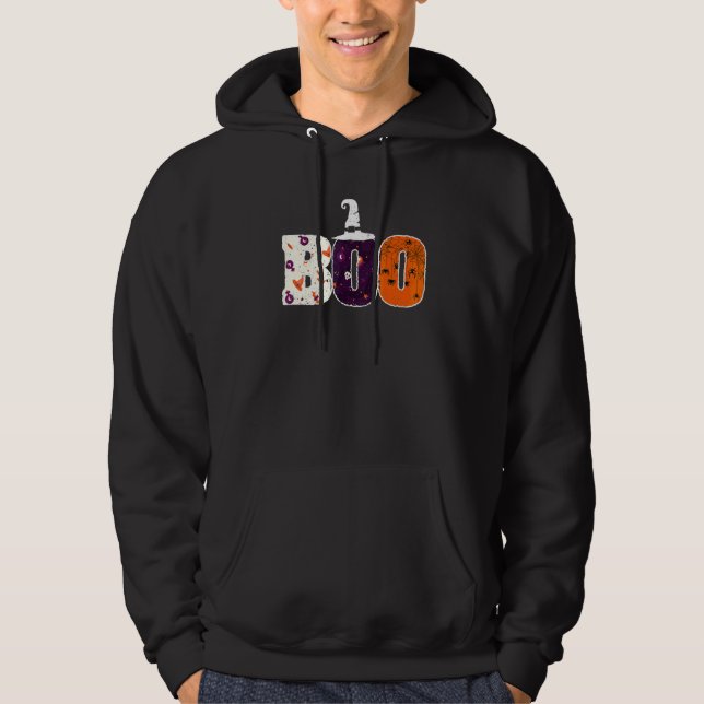 Boo Spindlar Häxa Hatt Halloween Spindel Spöke Häx Hoodie (Framsida)