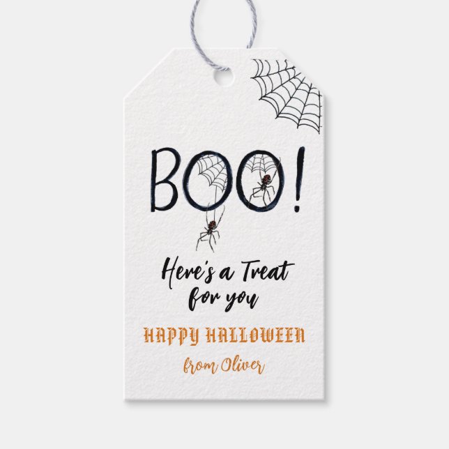 BOO Spindlar & Spindelnät Halloween Förpackning Pr Presentetikett (Framsidan)