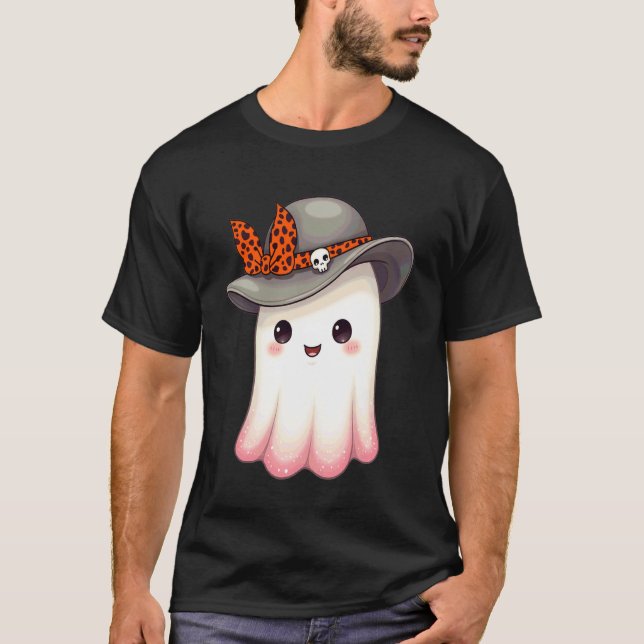 Boo Spök Coquette Bowler Hat Autumn Halloween Tack T Shirt (Framsida)