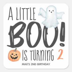 Boo Spök Jack O'Lantern Halloween Födelsedag Fyrkantigt Klistermärke