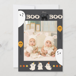 BOO Spök- Och Svart Katt Foto Halloween-kort Inbjudningar