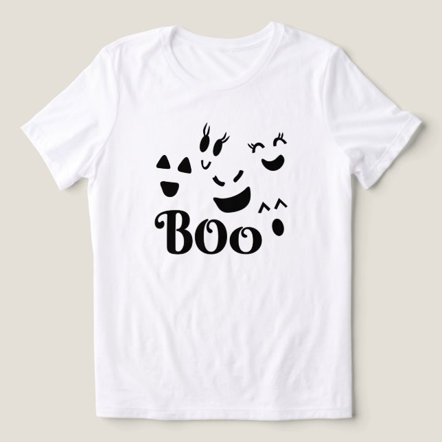 Boo spökansikte Halloween T Shirt (Design Framsida)