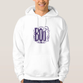 Boo Spöke Halloween Linocut Design Hoodie