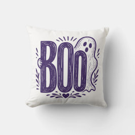 Boo Spöke Halloween Linocut Design Kudde