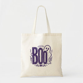 Boo Spöke Halloween Linocut Design Tygkasse