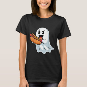 Boo-spöke som äter Hot Dog Halloween Kuslig Kostym T Shirt