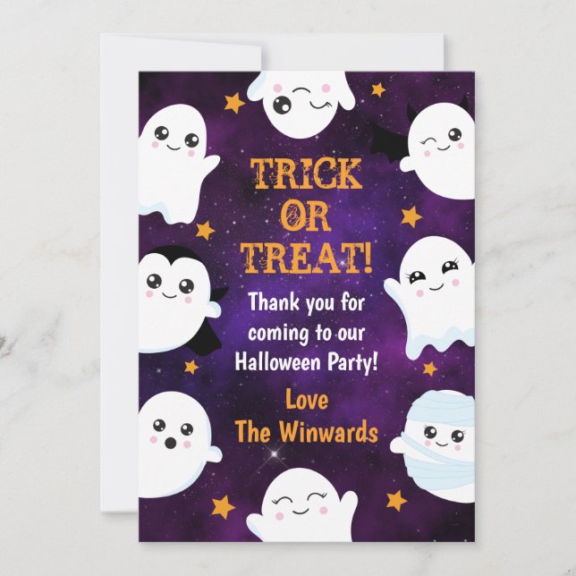 Boo Spöken Halloweenfest Tack Kort (Framsida)