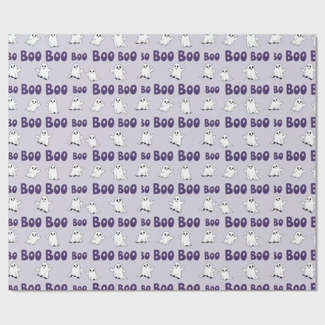 Boo Spöken Lila Halloween Mönster Presentpapper (Platt)