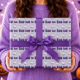 Boo Spöken Lila Halloween Mönster Presentpapper