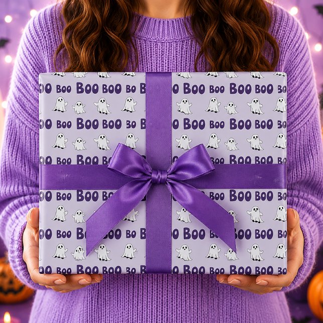 Boo Spöken Lila Halloween Mönster Presentpapper (Skapare uppladdad)