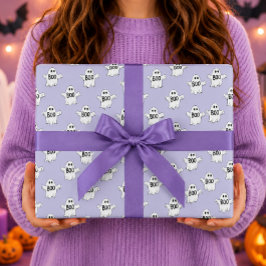 Boo Spöken Lila Halloween Mönster Presentpapper