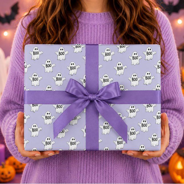 Boo Spöken Lila Halloween Mönster Presentpapper (Skapare uppladdad)