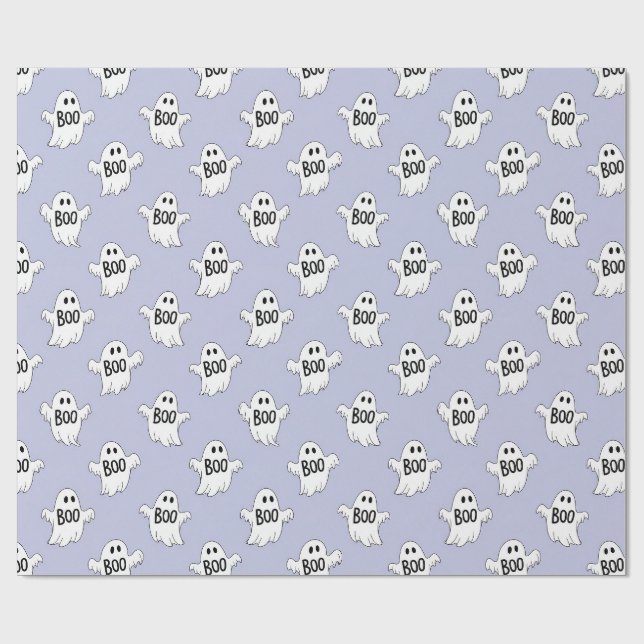 Boo Spöken Lila Halloween Mönster Presentpapper (Platt)