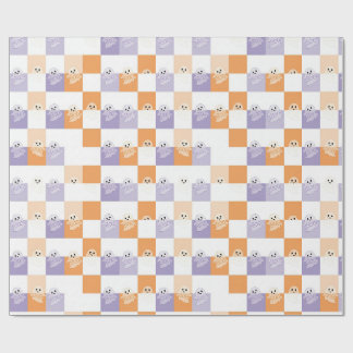 Boo-spöken lila orangea rutiga presentpapper