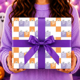 Boo-spöken lila orangea rutiga presentpapper
