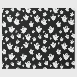 Boo-spöken Svart Halloween-mönster Presentpapper