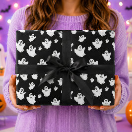 Boo-spöken Svart Halloween-mönster Presentpapper