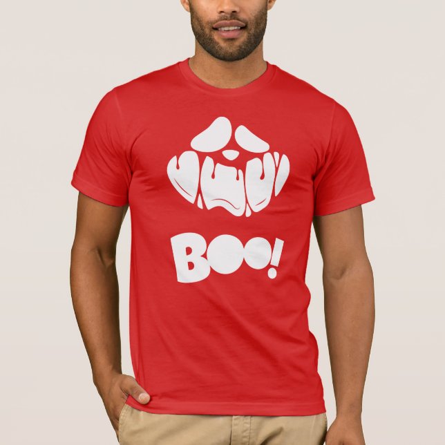 Boo Spooky Ansikte Halloween för manar T Shirt (Framsida)