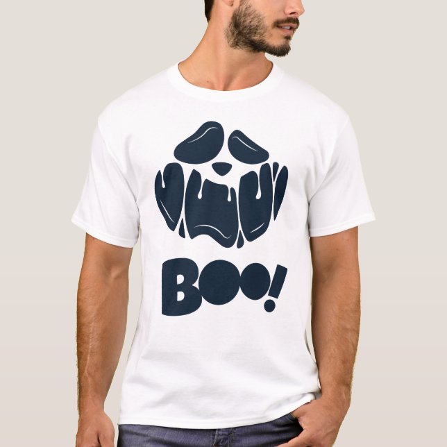 Boo Spooky Ansikte Halloween för manar T-Shirt (Framsida)