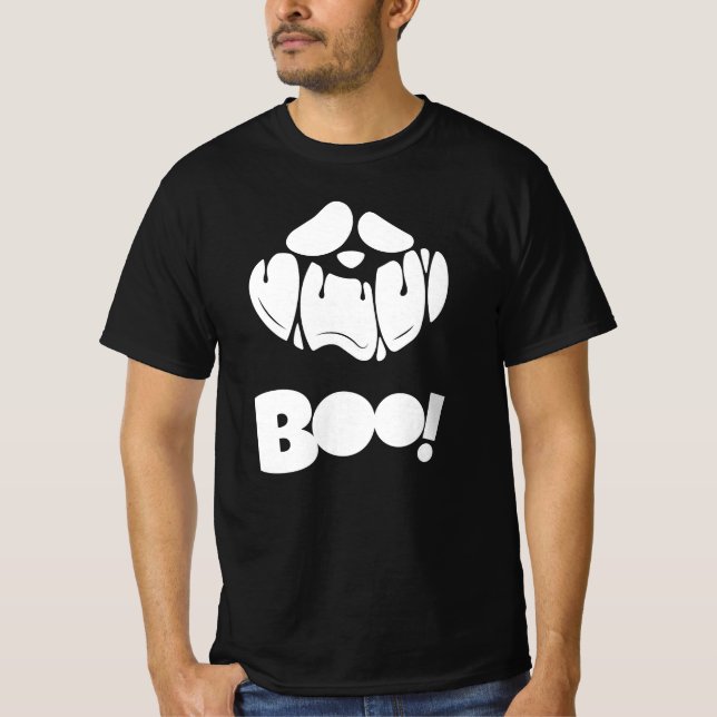 Boo Spooky Ansikte Halloween för manar T-Shirt (Framsida)