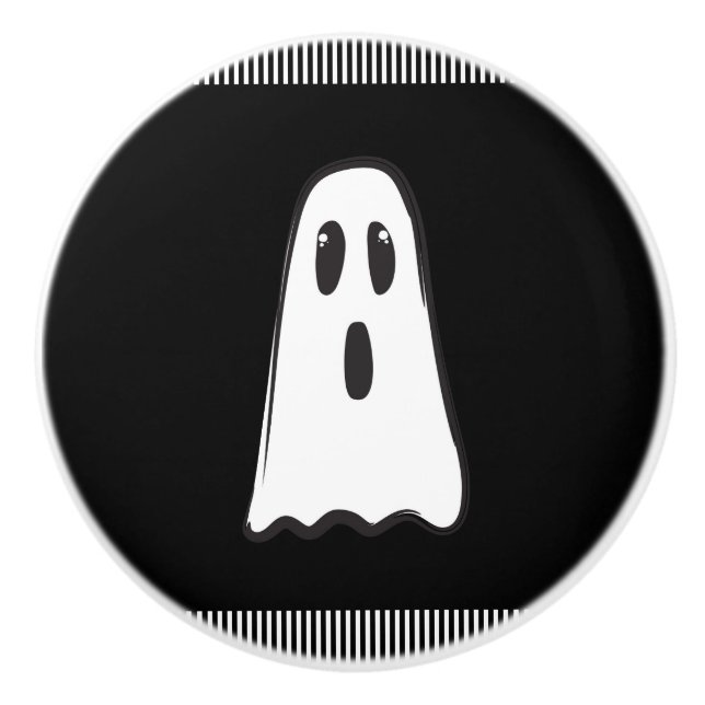 BOO! Spooky Cute Ghost Halloween Black White Knopp (Framsidan)