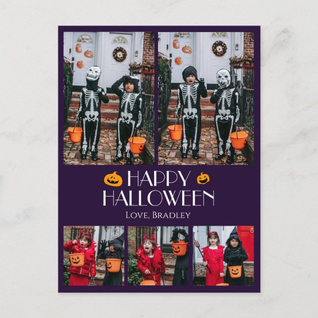 Boo! Spooky Halloween Family Photo Helg Vykort (Framsida)