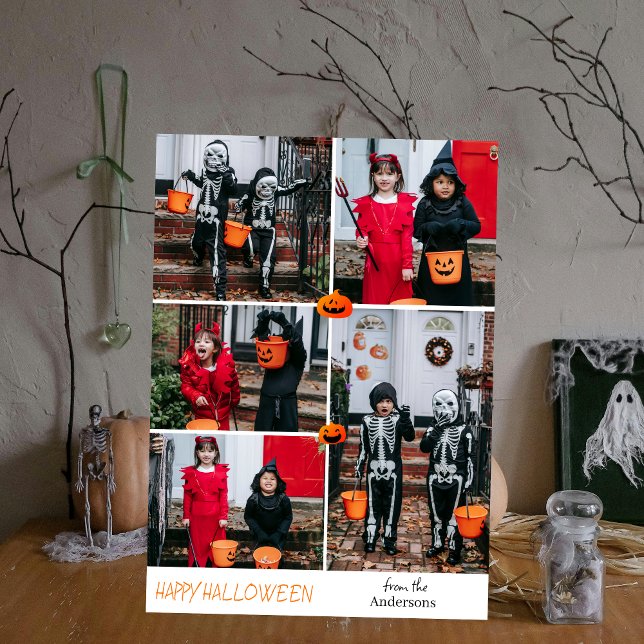 Boo! Spooky Halloween Family Photo Helgdag Ca Julkort (Skapare uppladdad)