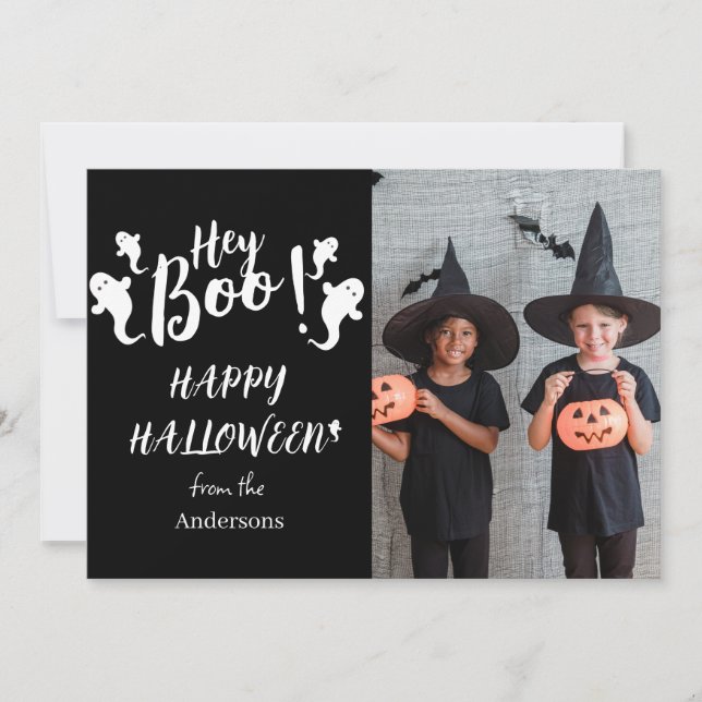 Boo! Spooky Halloween Family Photo Julkort (Framsida)