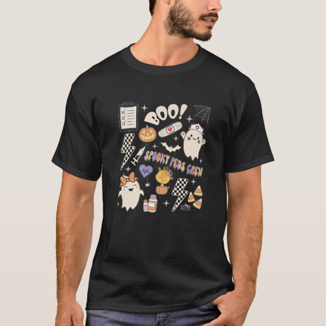 Boo Spooky PEDS Crew Halloween Doddles Spöken Pedi T Shirt (Framsida)