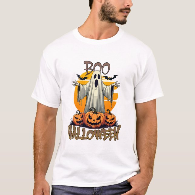 Boo Spooky Pumpkin Haunt T Shirt (Framsida)