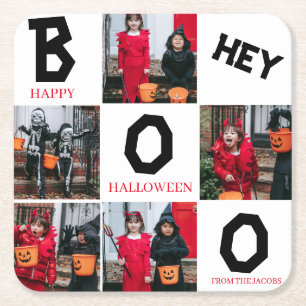 Boo Spooky Pumpkins Halloween Family 5 Photo Underlägg Papper Kvadrat