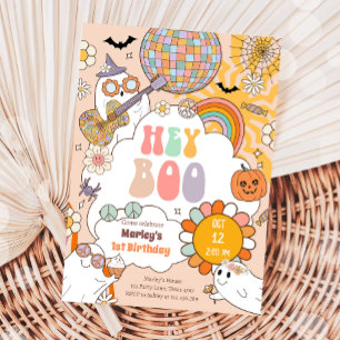 Boo Spooky Retro Halloween fest Girl Birthday Inbjudningar