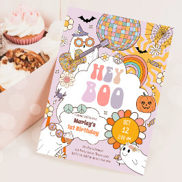 Boo Spooky Retro Halloween fest Girl Birthday Inbjudningar