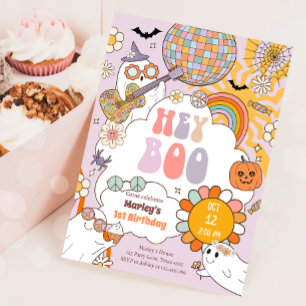 Boo Spooky Retro Halloween fest Girl Birthday Inbjudningar
