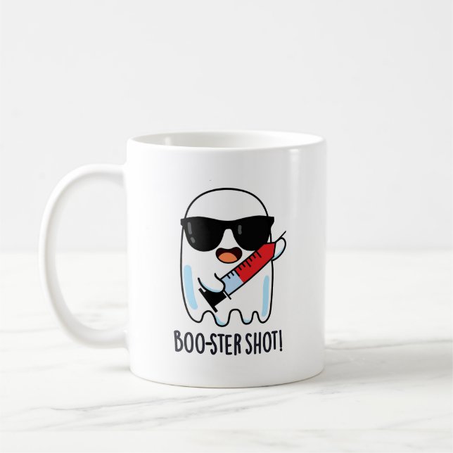 Boo-ster Shot Funny Ghost Vaccine Pun Kaffemugg (Vänster)