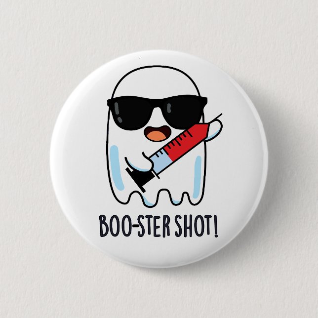 Boo-ster Shot Funny Ghost Vaccine Pun Knapp (Framsida)