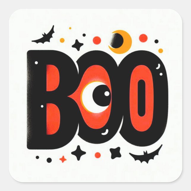Boo Stickers Fyrkantigt Klistermärke (Framsida)