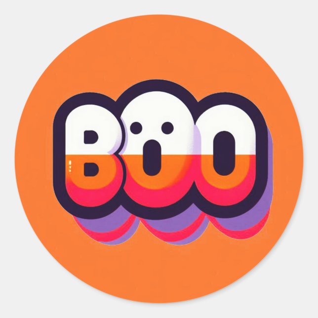 Boo Stickers Runt Klistermärke (Framsida)