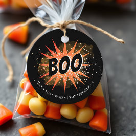 Boo | Svart och Orange Halloween Gåvor Etiketter