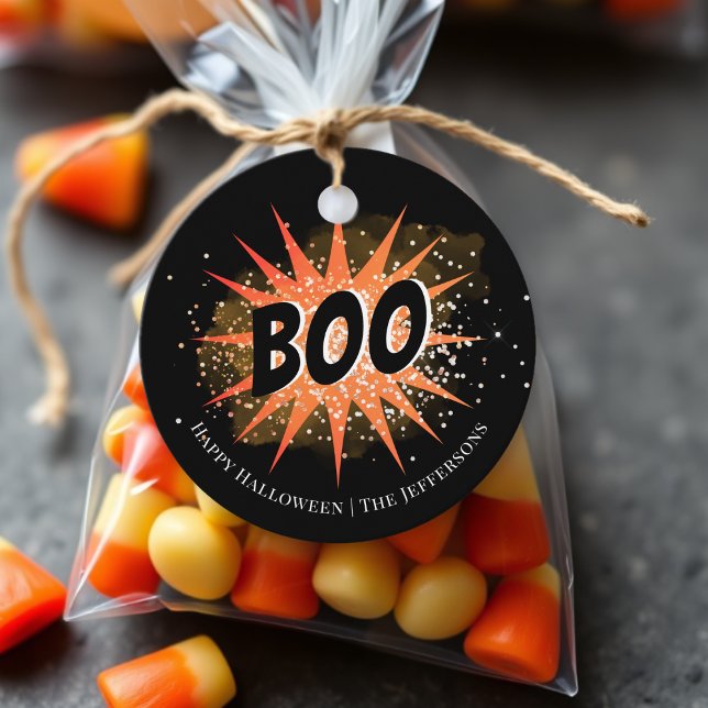 Boo | Svart och Orange Halloween Gåvor Etiketter (Skapare uppladdad)