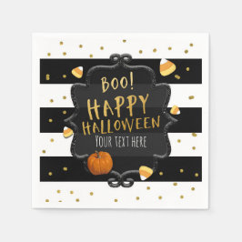 BOO! Svart och vit randig majs halloween Pappersservett