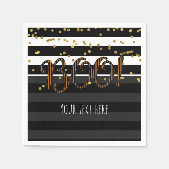 Boo! Svarta och Orange Vita Guld Halloween fest Pappersservett (Framsidan)