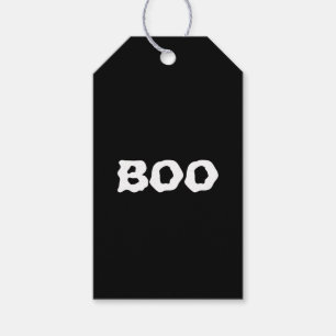 Boo svarta och vita skrämmande Halloweenpresenter Presentetikett
