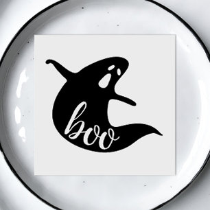 Boo. Svartvit söt spöke Halloween fest Pappersservett