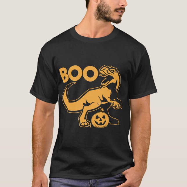 Boo T Rex-Dinosaurie Och Pumpa I Orange Shirt (Framsida)