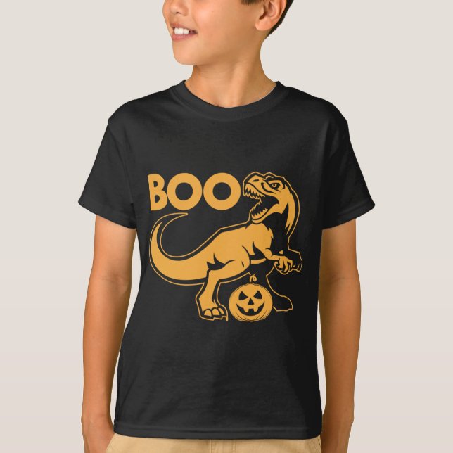 Boo T-rex-dosinosaur och pumpkin T Shirt (Framsida)