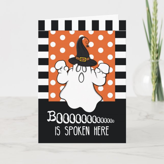 Boo talas här Halloween Ghost Kort (Framsida)