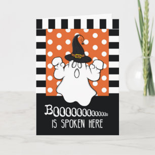 Boo talas här Halloween Ghost Kort