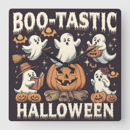boo-tastisk halloween söt design fyrkantig klocka