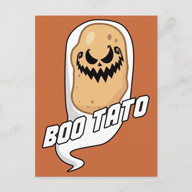 Boo-Tato Spooky Potato Food Halloween Vykort (Framsida)